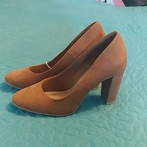 Suede like block heel pumps